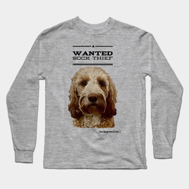 Cockapoo / Doodle Dog Sock Thief Long Sleeve T-Shirt by WoofnDoodle 